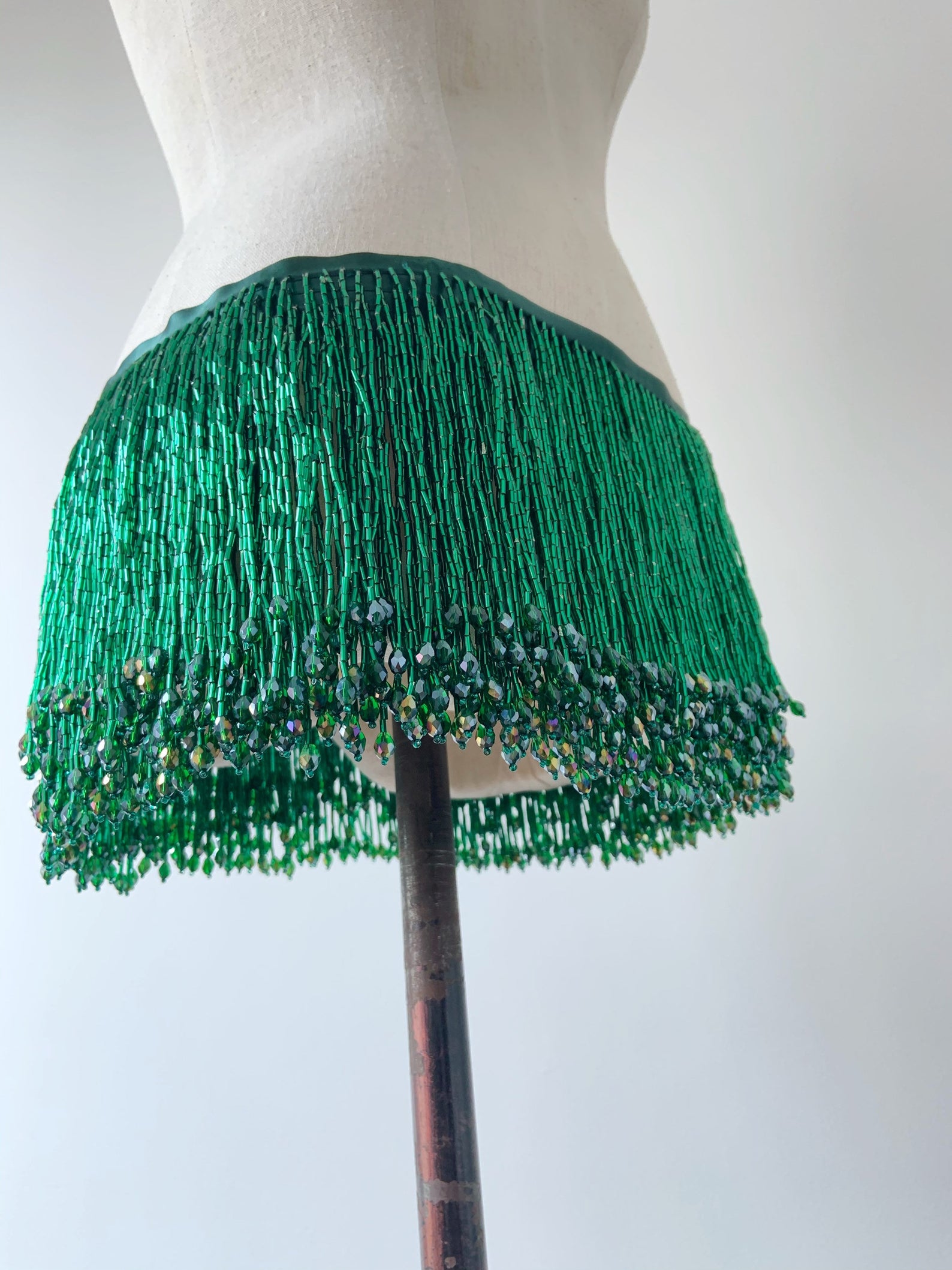 Beaded Trim Fringe - 1 Yard Green Bead Fringe Tassel