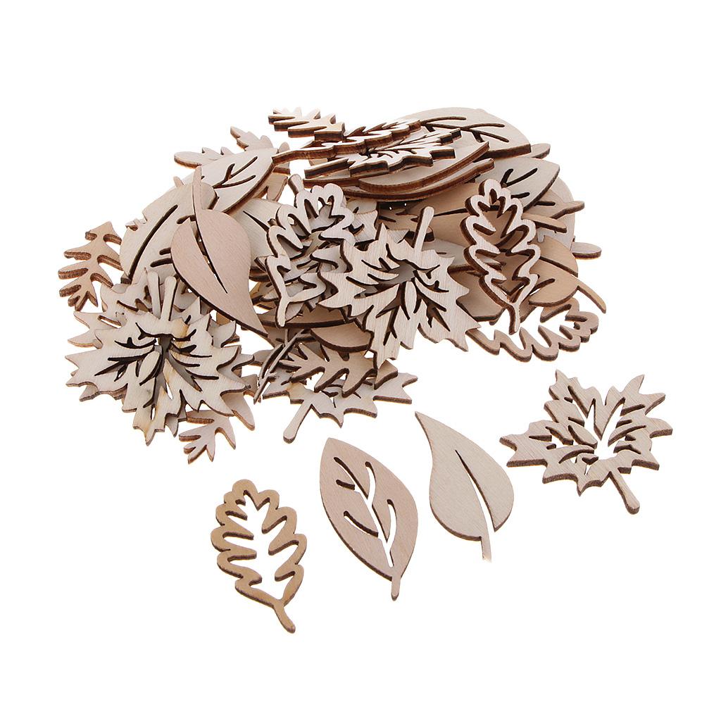 Christmas Craft Embellishment - 50 Stuks Houten Bladeren Versieringen Houten
