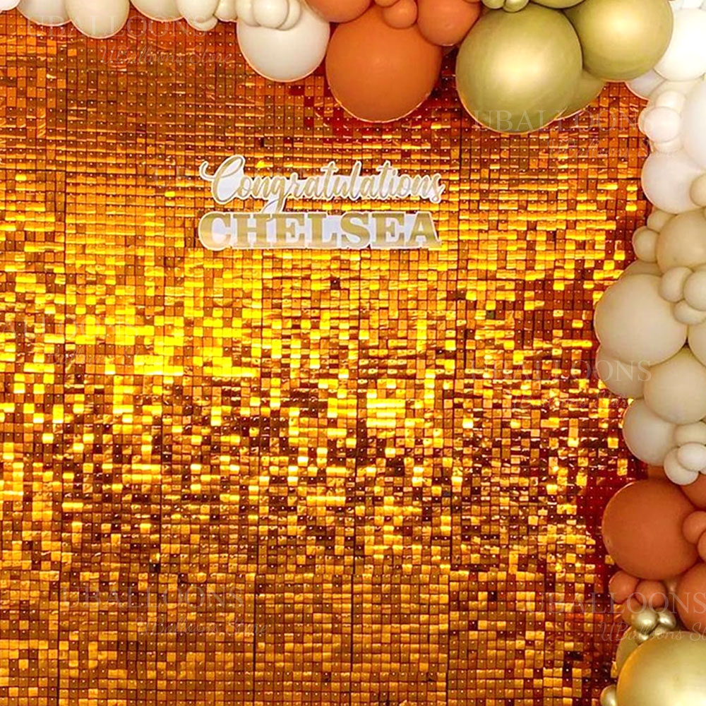 Sequin Fabric Panel - Helder Oranje Shimmer Muur Achtergrond Panelen