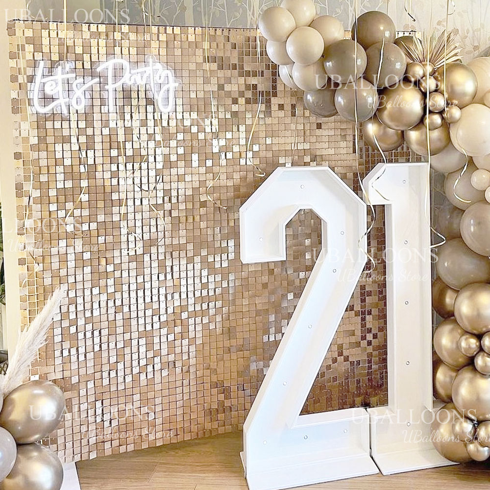 Sequin Fabric Panel - Matte Beige Gouden Glimmende Pailletten Panelen