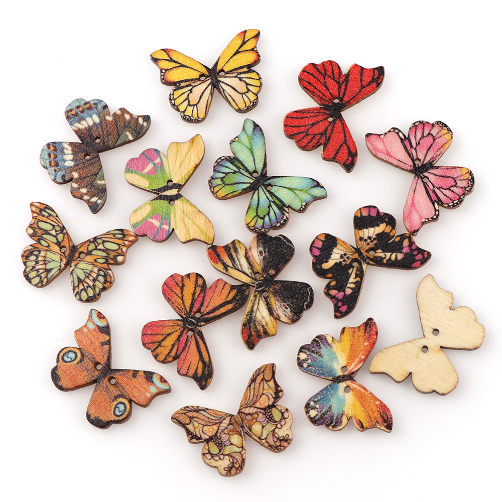 Embellishments For Scrapbooking - 50 stuks vlinder houten knopen mix