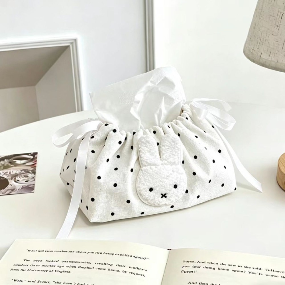 Craft Embellishment Storage - Schattige Miffy Wave borduurwerk trekkoord tissuebox
