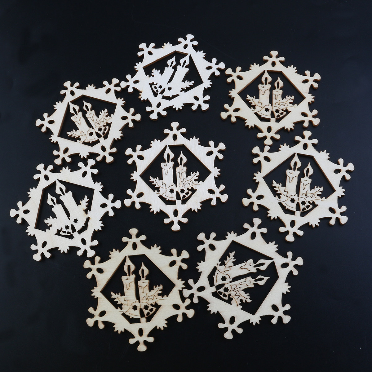 Christmas Craft Embellishment - 10 stuks sneeuwvlokhanger kerst houten versieringen