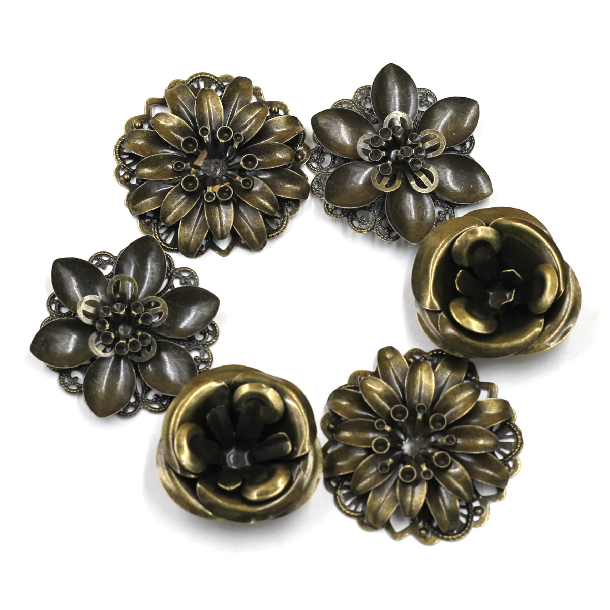 Craft Embellishments - 6 stuks versieringen combinatie bloempatroon filigraan