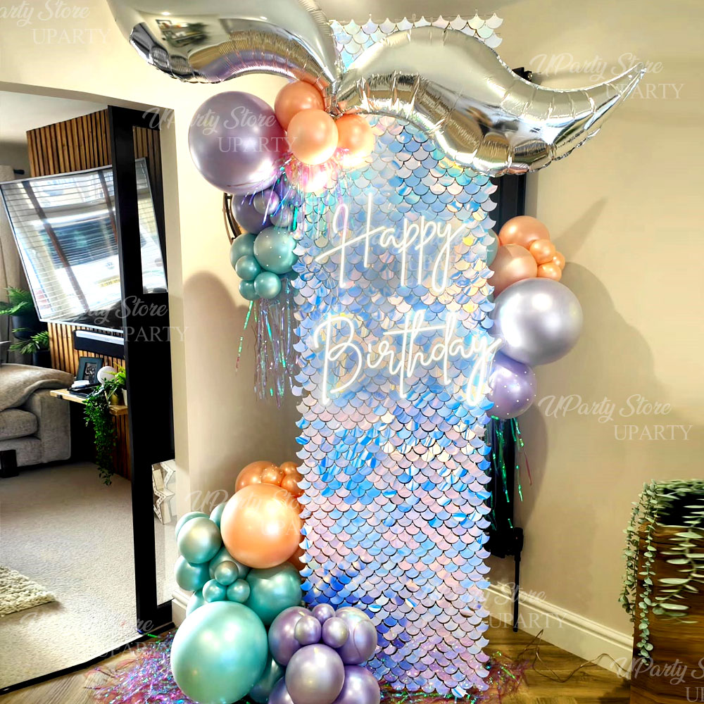 Sequin Fabric Panel - 12 stuks zeemeermin pailletten wandpanelen iriserend