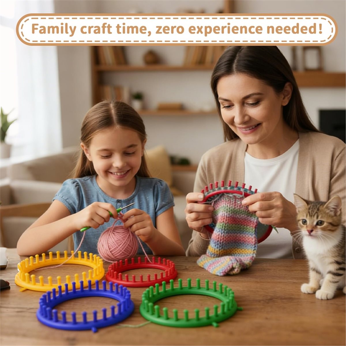 Pom Pom Maker Tool - Lichtgewicht brei-set met pomponmaker, ronde breinaalden