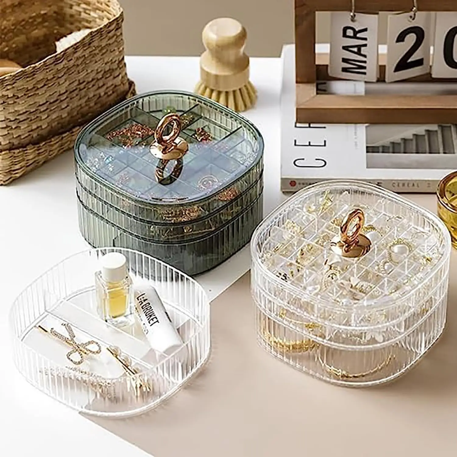 Craft Embellishment Storage - Sieradendoos, sieradenorganizer met handvat, doorzichtige sieradendozen