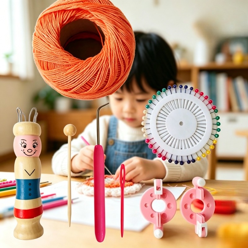 Pom Pom Maker Tool - Houten poppen Franse breinaald kinder DIY