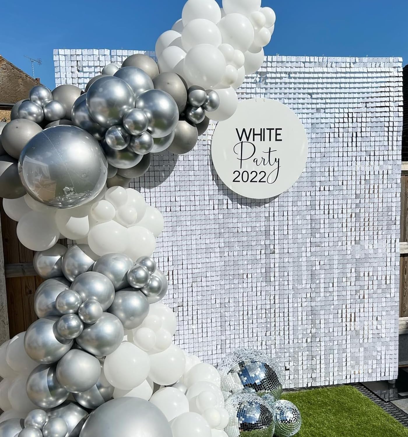 Sequin Fabric Panel - 9/12/16/18 Stuks Witte Lovertjes Shimmer Wandpanelen