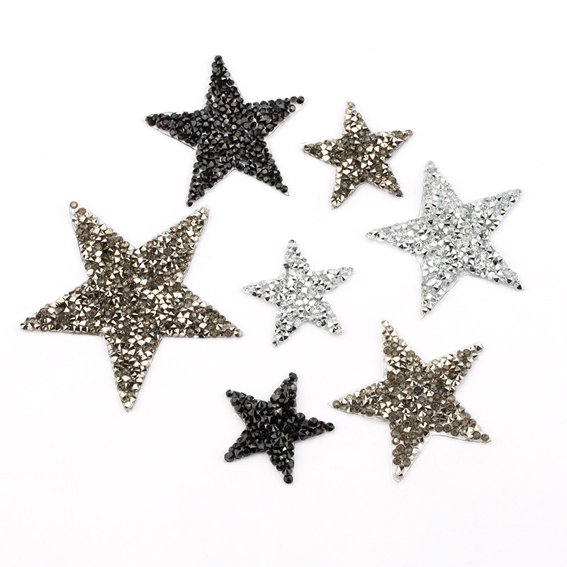 Hotfix Rhinestone Sheet - 4/6/8 Cm Hotfix Jet Hematiet Ster