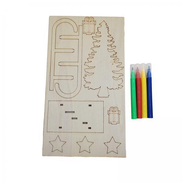 Christmas Craft Embellishment - 3x doe-het-zelf houten knutselwerkjes Kerstslee Kerstboomversieringen