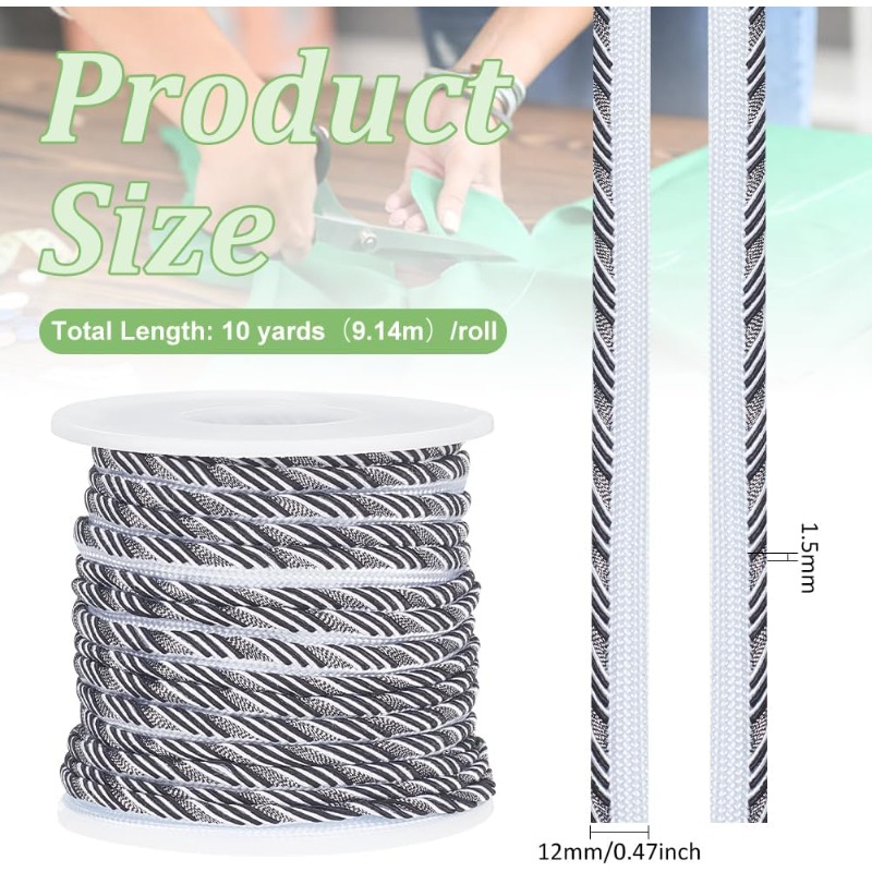 10 Yard Zwart Gedraaid Lip Cor - Cord Trim Twisted recensie en prijs