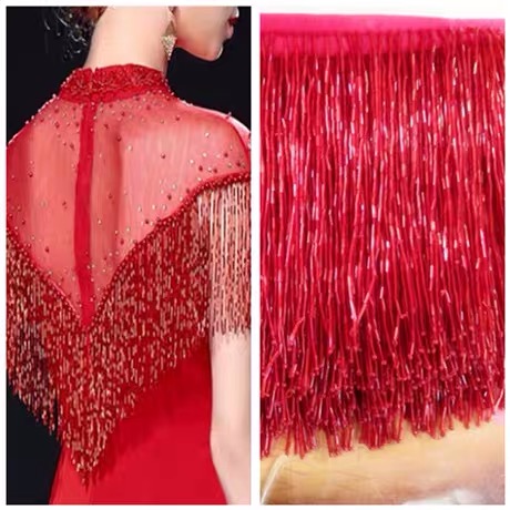 Zilveren kraal franje trim voo - Beaded Trim Fringe recensie en prijs