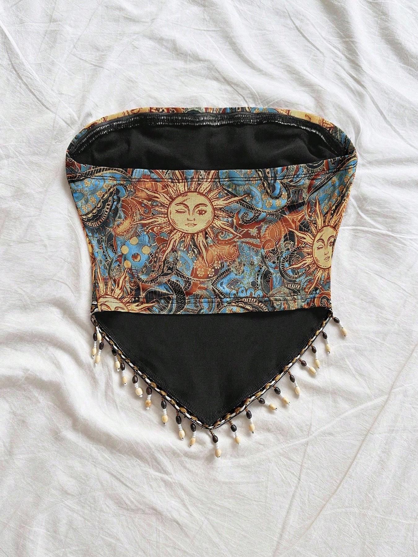Dames 1-delig gebreid mesh-tub - Beaded Trim Fringe recensie en prijs