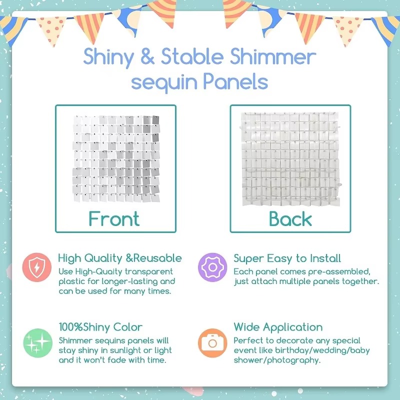 12/16/18/24 stuks Glinsterende - Sequin Fabric Panel recensie en prijs